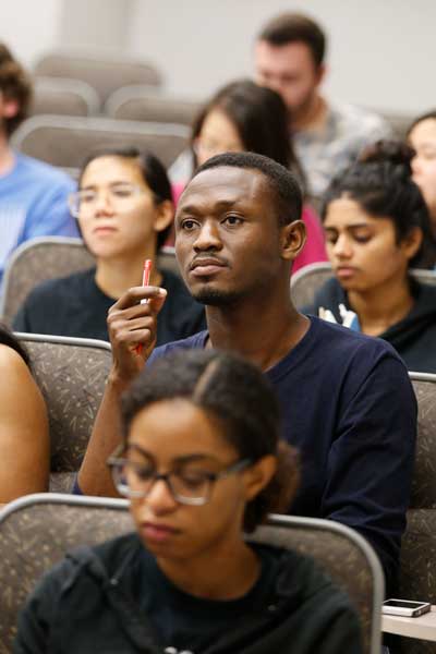 students paying attention to a lecture in a classroom